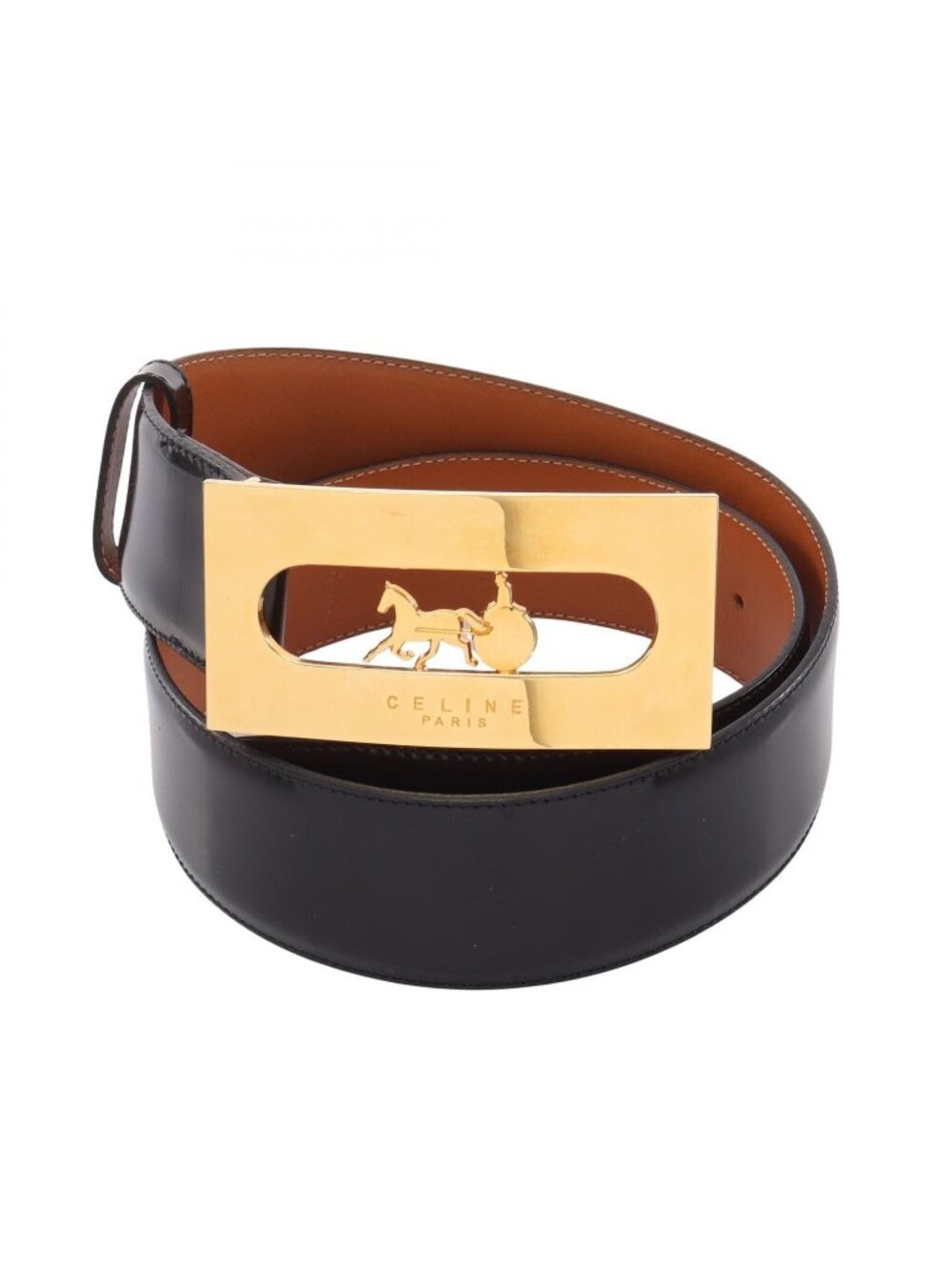Celine Belt Saluki Gold Patent Leather